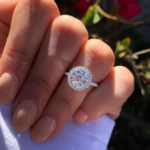 S925 Classic Halo Round Cut Women's Engagement Ring In White Gold