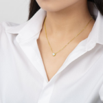 S925 1.0Ct Moissanite Yellow Gold Round Cut Pendant Necklace - Image 2