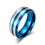 Two Tone Stainless Steel Brushed Plating Men's Wide Wedding Band - Image 2