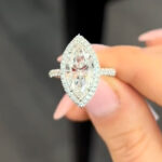 S925 Unique 3.0Ct Halo Marquise Cut Engagement Ring In Sterling Silver
