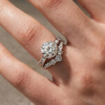 Moissanite 2.0Ct Round Cut Engagement Ring with 0.5Ct Round Wedding Band