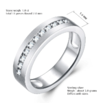S925 Classic Round Cut White Sapphire Men's Wide Wedding Band In Sterling Silver - Image 5