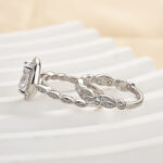 S925 Vintage Art Deco Oval Cut Women's Wedding Ring Set In Sterling Silver - Image 5