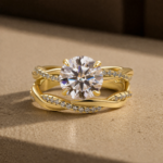 S925 Maxine Moissanite Twist 2.0 Carat Round Cut Wedding Ring Set In Sterling Silver - Image 12