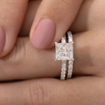 S925 Maxine Moissanite 2.0 Carat Square Princess Cut Wedding Ring Set In Sterling Silver - Image 2
