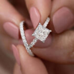 S925 Maxine Moissanite 2.0 Carat Square Princess Cut Wedding Ring Set In Sterling Silver
