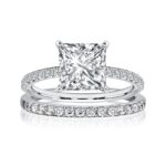 S925 Maxine Moissanite 2.0 Carat Square Princess Cut Wedding Ring Set In Sterling Silver - Image 5