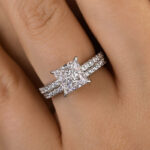 S925 Maxine Moissanite 2.0 Carat Square Princess Cut Wedding Ring Set In Sterling Silver - Image 3