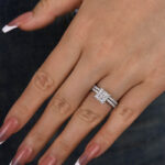 S925 Maxine Moissanite 2.0 Carat Square Princess Cut Wedding Ring Set In Sterling Silver - Image 4