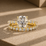 S925 Maxine Moissanite 2.0 Carat Cushion Cut Wedding Ring Set In Sterling Silver - Image 4