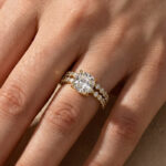 S925 Maxine Moissanite 2.0 Carat Cushion Cut Wedding Ring Set In Sterling Silver