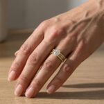 S925 Moissanite Solitaire 2.0 Ct Oval Cut Yellow Gold Wedding Ring Set - Image 3