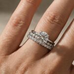 S925 Moissanite Solitaire 2.0 Ct Round Cut White Gold Engagement Ring with Round & Marquise Accents Bands