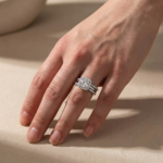 S925 Moissanite 2.0 Ct Halo Round Cut White Gold Wedding Ring Set - Image 3