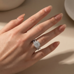 S925 Moissanite 2.0 Ct Halo Round Cut White Gold Wedding Ring Set - Image 4