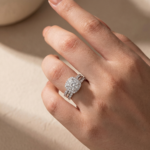 S925 Moissanite 2.0 Ct Halo Round Cut White Gold Wedding Ring Set - Image 2