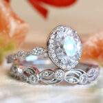 S925 Vintage Art Deco Oval Cut Women's Wedding Ring Set In Sterling Silver - Image 3