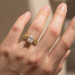 S925 Moissanite 4.0 Ct Solitaire Cushion Cut Yellow Gold Wedding Set - Image 2