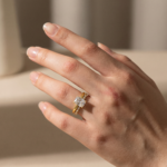 S925 Moissanite 4.0 Ct Solitaire Cushion Cut Yellow Gold Wedding Set - Image 3
