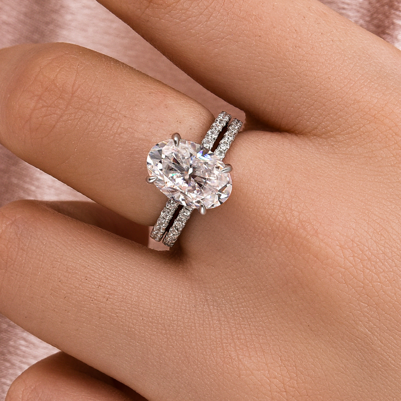 BS028PM S925 Maxine Moissanite 4.0 Ct Oval Cut Wedding Ring Set For Women - Image 1