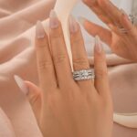 S925 Moissanite 2.0Ct Round Cut Engagement Ring with Half Round Cut Wedding Band - Image 2