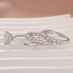S925 Moissanite 2.0Ct Round Cut Engagement Ring with Half Round Cut Wedding Band - Image 4