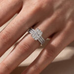 S925 3.5Ct Radiant Cut 3PC White Gold Moissanite Diamond Wedding Ring