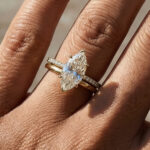 S925 4.0Ct Marquise Cut Yellow Gold Moissanite Diamond Wedding Ring Set