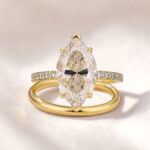 S925 4.0Ct Marquise Cut Yellow Gold Moissanite Diamond Wedding Ring Set - Image 5