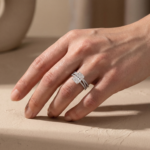 S925 3.5Ct Radiant Cut White Gold Moissanite Diamond Wedding Ring with Criss Cross Band - Image 3