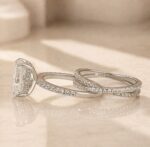S925 3.5Ct Radiant Cut White Gold Moissanite Diamond Wedding Ring with Criss Cross Band - Image 5