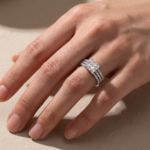 S925 2.0Ct Princess Cut Pavé White Gold Moissanite Diamond Wedding Ring - Image 2