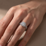 S925 2.0Ct Halo Round Cut White Gold Moissanite Diamond Wedding Ring - Image 2