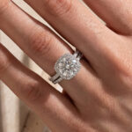 S925 2.0Ct Halo Round Cut White Gold Moissanite Diamond Wedding Ring