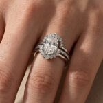 S925 Moissanite 4.0Ct Oval Cut White Gold Wedding Ring Set