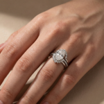 S925 Moissanite 4.0Ct Oval Cut White Gold Wedding Ring Set - Image 3