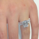 S925 Maxine Luxurious Emerald Cut Wedding Ring Set In Sterling Silver - Image 4