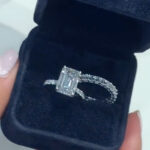 S925 Maxine Luxurious Emerald Cut Wedding Ring Set In Sterling Silver
