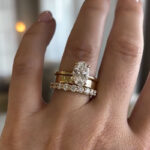 S925 Maxine Moissanite Yellow Gold 4.0 Carat Oval Cut Wedding Ring Set With Wide Wedding Band - Image 2