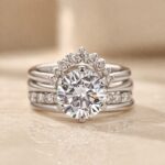 S925 Moissanite 3.0Ct Round Cut Comfort Fit Six Prong Solitaire Wedding Ring Set - Image 4