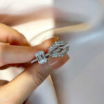 S925 Maxine Vintage Emerald Cut Insert Wedding Ring Set For Women In Sterling Silver - Image 5