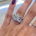 S925 2.2 Carat Halo Pear Cut Wedding Ring Set With Two Luxurious Wedding Bands - Image 2