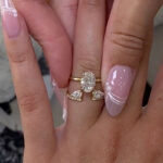 S925 Maxine Unique Oval Cut Insert Wedding Ring Set For Women In Sterling Silver - Image 3