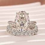 S925 Moissanite 5.5Ct Hidden Halo Oval Cut Engagement Ring with 1.5 Ct Round Cut White Gold Anniversary Ring - Image 5