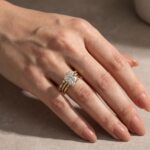 S925 Moissanite 4.0Ct Cushion Cut Solitaire Yellow Gold 3PC Wedding Ring Set - Image 2