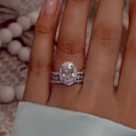 S925 Maxine 3PC Halo Oval Cut Wedding Ring Set With Classic Wedding Bands - Image 2