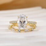 S925 2.5Ct Oval Cut Wedding Ring Set Travel Ring With Classic Wedding Band - Image 5