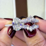 S925 Exclusive 4.0Ct/5.0Ct Oval Cut Wedding Ring Set Travel Ring With Jacket Wedding Band