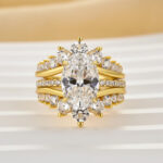 S925 Exclusive 4.0Ct/5.0Ct Oval Cut Wedding Ring Set Travel Ring With Jacket Wedding Band - Image 8