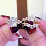 S925 5.0Ct Radiant Cut Three Stone Wedding Ring For Her With Insert Ring